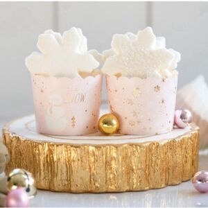 Gold & Pink Snowman Cupcake Winter Baking Cups 50ct, Baby Shower, Birthday